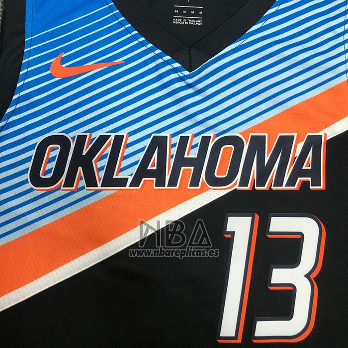 Camiseta Oklahoma City Thunder Paul George NO 13 Ciudad 2020-21 Negro